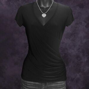 Black Slinky Wrap Top